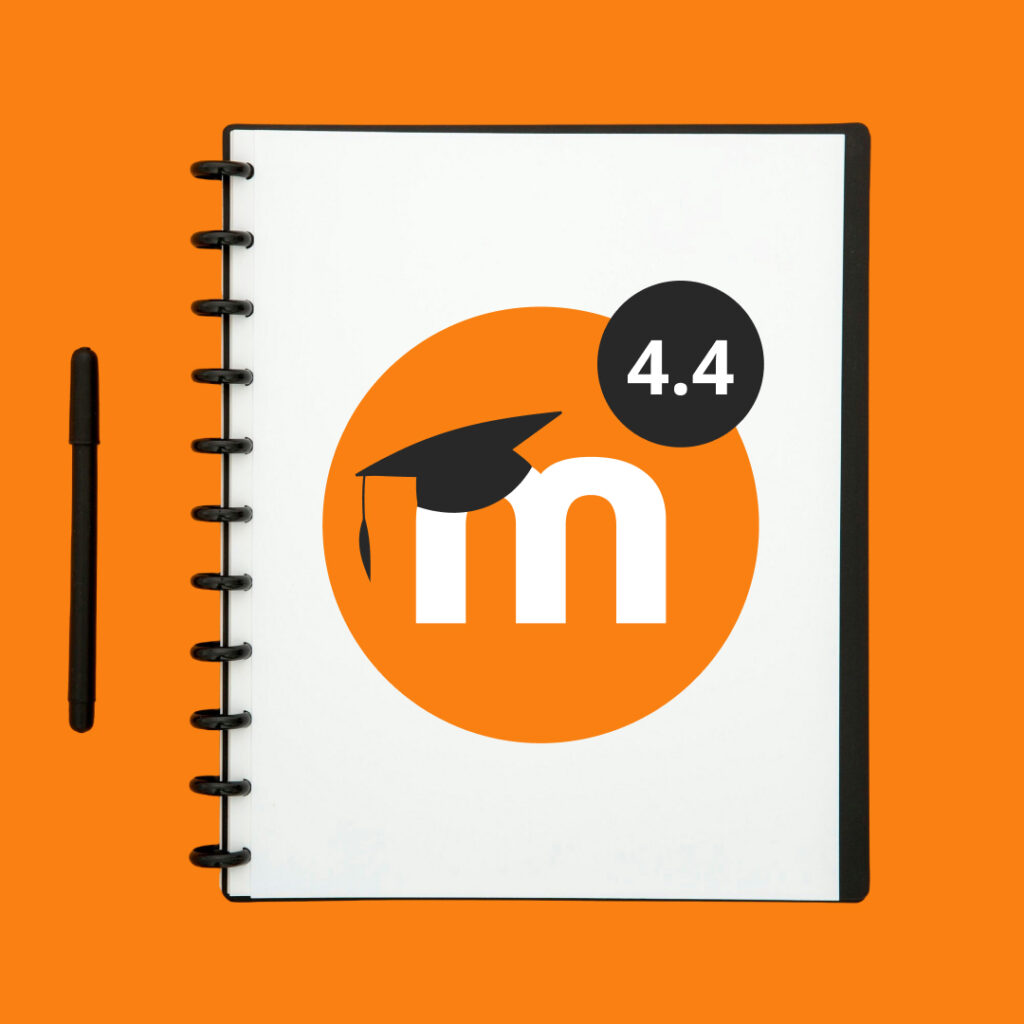 Notizbuch mit Moodle Logo in der Version 4.4