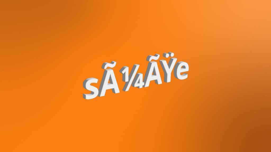 Das Wort "Satz" dargestellt in Zeichensatz UTF-8, wenn es aus den Zeichensatz Win-1252 kommt. Also als folgende Symbole: sù/₄ße