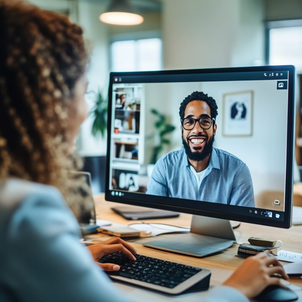 Dekorativ. Videocall zwischen zwei Menschen.