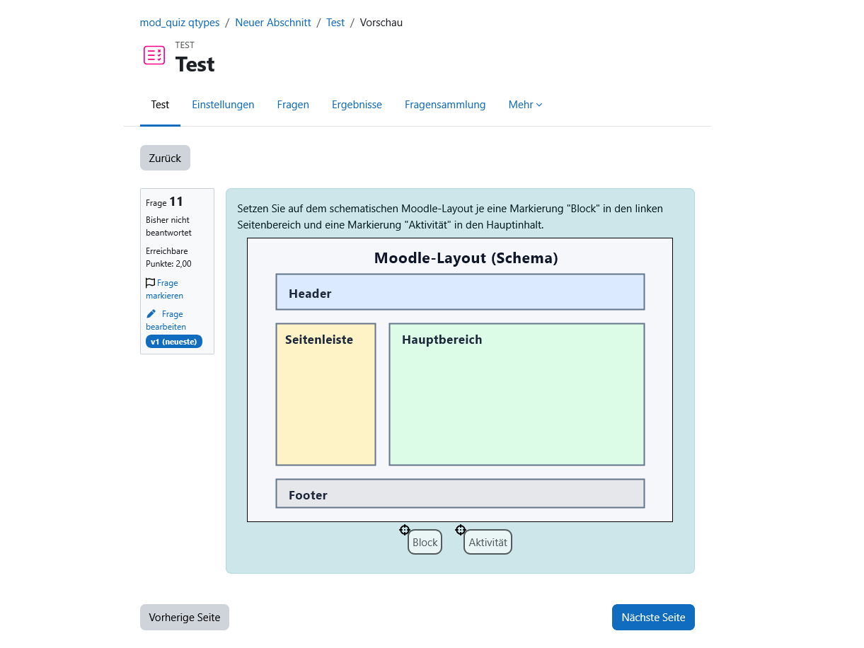 Fragetypen Moodle: Drag-and-Drop-Markierungen Beispiel
