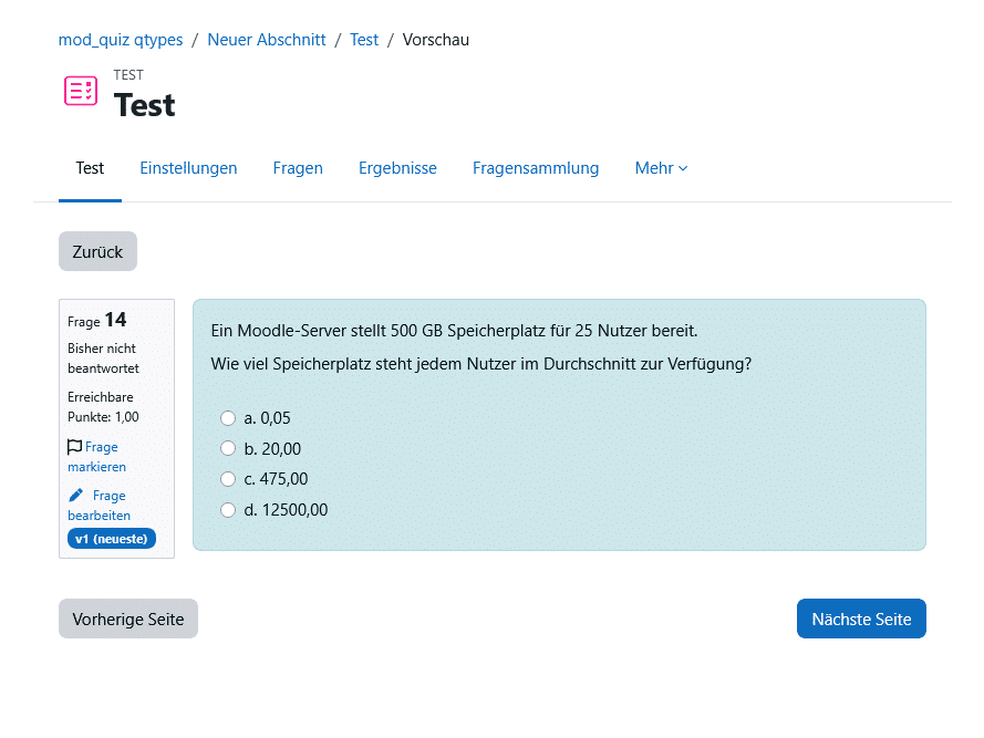 Fragetypen Moodle: Beispiel Berechnete Multiple-Choice