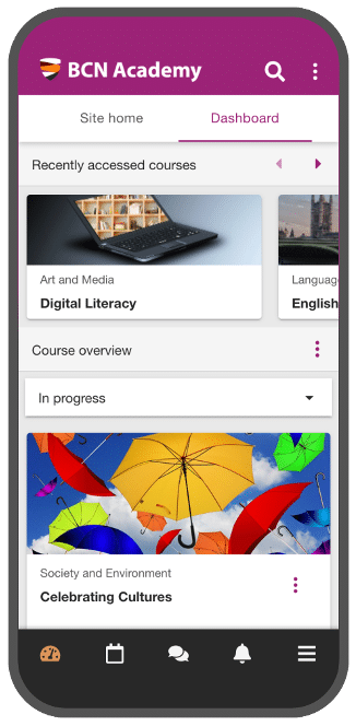 Die Moodle App ermöglicht mobiles Lernen mit Offline-Funktion, Push-Benachrichtigungen und Zugriff auf Kurse – jederzeit und auf Smartphone oder Tablet.